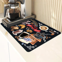 Coffee Dish Drying Mat Non Slip Absorbent Wear resistant