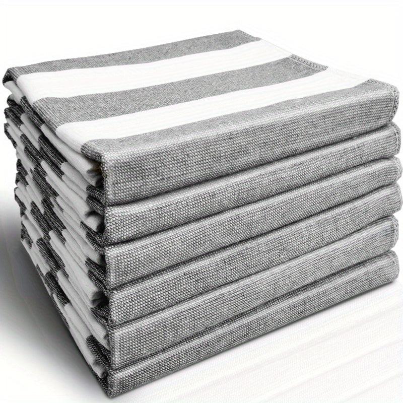 6pcs Striped Waffle Plaid Dish Cloths Cleaning Rags Face Towels