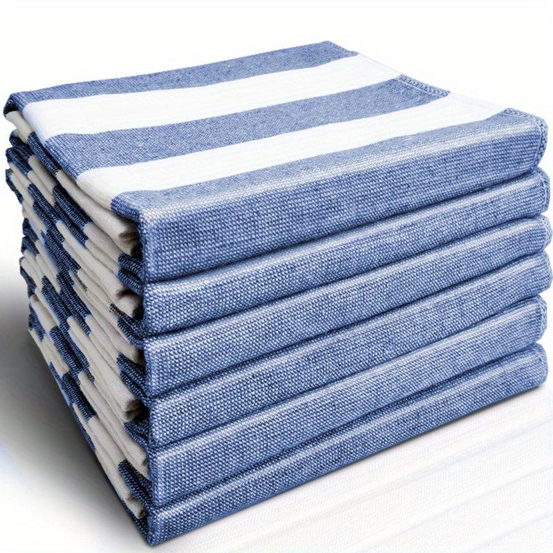 6pcs Striped Waffle Plaid Dish Cloths Cleaning Rags Face Towels