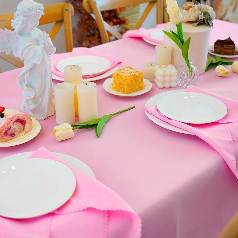 Polyester Table Cloth Set with Napkins - Solid Table Decor for Kitchen