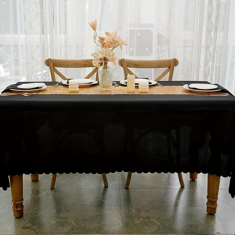 Polyester Table Cloth Set with Napkins - Solid Table Decor for Kitchen