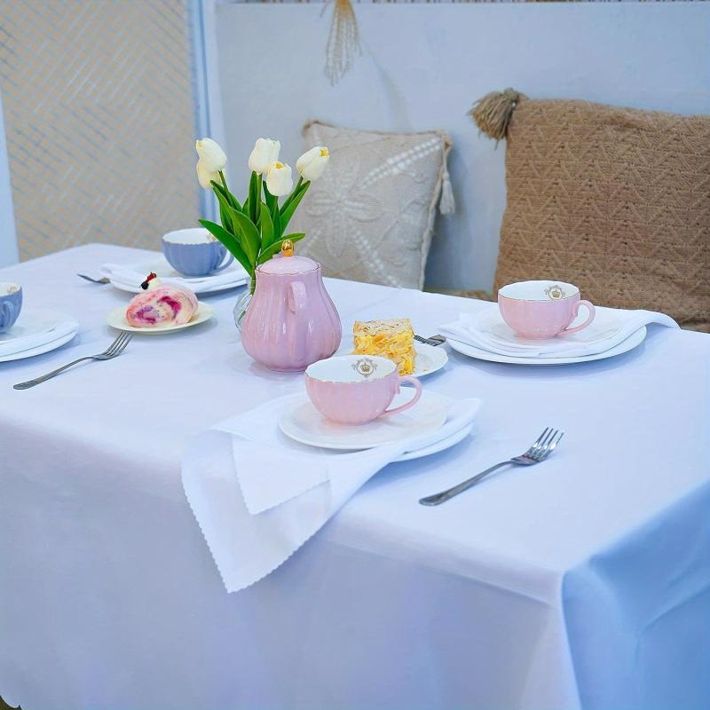 Polyester Table Cloth Set with Napkins - Solid Table Decor for Kitchen