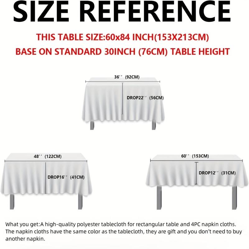 Polyester Table Cloth Set with Napkins - Solid Table Decor for Kitchen