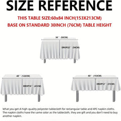 Polyester Table Cloth Set with Napkins - Solid Table Decor for Kitchen