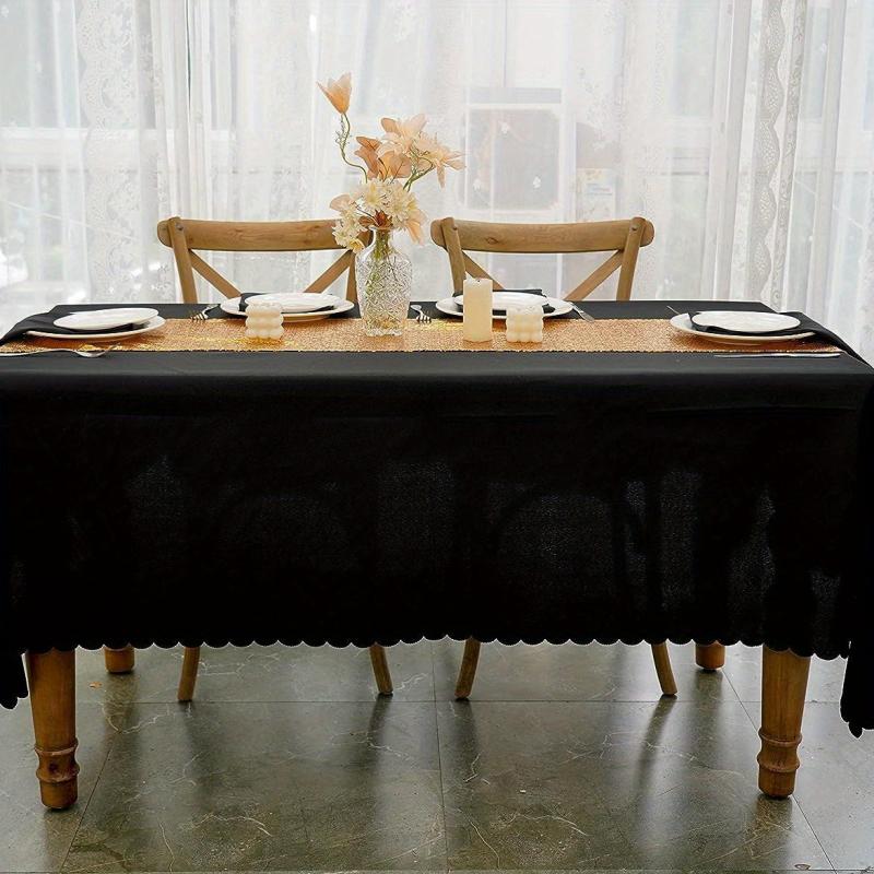 Polyester Table Cloth Set with Napkins - Solid Table Decor for Kitchen