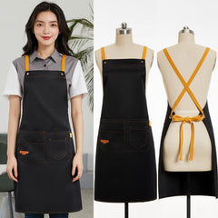Waterproof Polyester Apron with Pockets for Kitchen BBQ Bar Caf Beauty Nail Stud