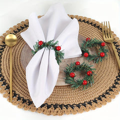 12pcs Red Pinecone Christmas Napkin Rings Handwoven Needle Napkin Buckle