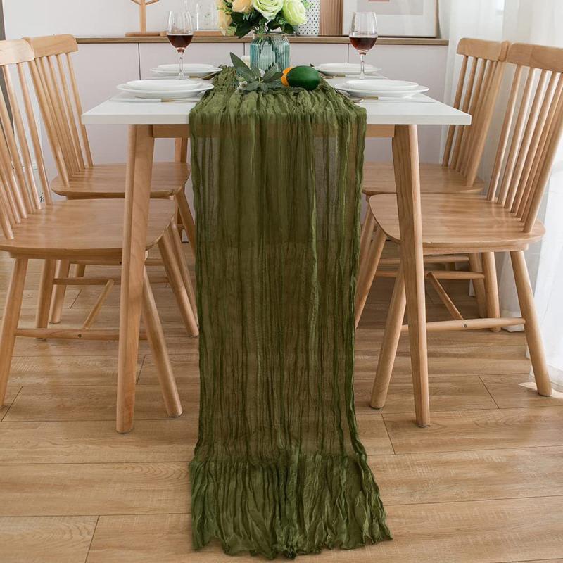 Polyester Table Runner Balinese Pleated Style Solid Table Cover