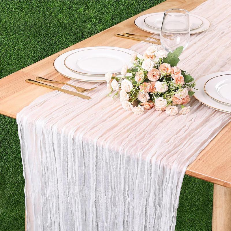 Polyester Table Runner Balinese Pleated Style Solid Table Cover