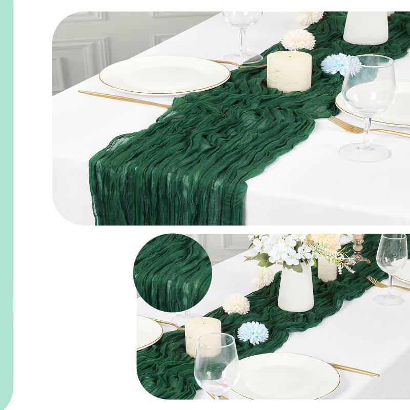 Polyester Table Runner Balinese Pleated Style Solid Table Cover