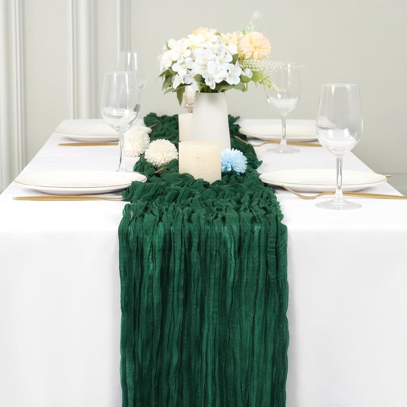 Polyester Table Runner Balinese Pleated Style Solid Table Cover