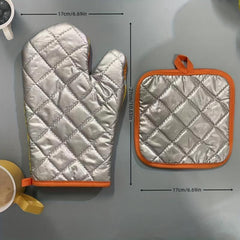 2pcs Kitchen Pot Rack Mat Stove Oven Glove Set Bread Pattern Heat Resistant Hot
