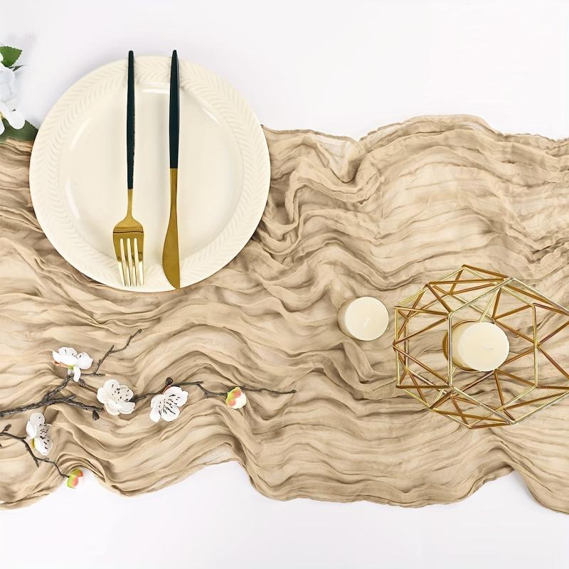 Ivory Rustic Gauze Bohemian Table Runner Cheesecloth Wedding Decor
