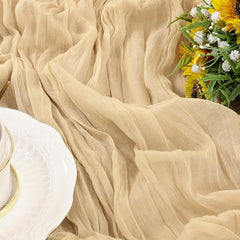 Ivory Rustic Gauze Bohemian Table Runner Cheesecloth Wedding Decor