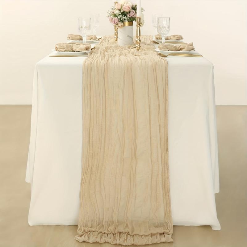 Ivory Rustic Gauze Bohemian Table Runner Cheesecloth Wedding Decor