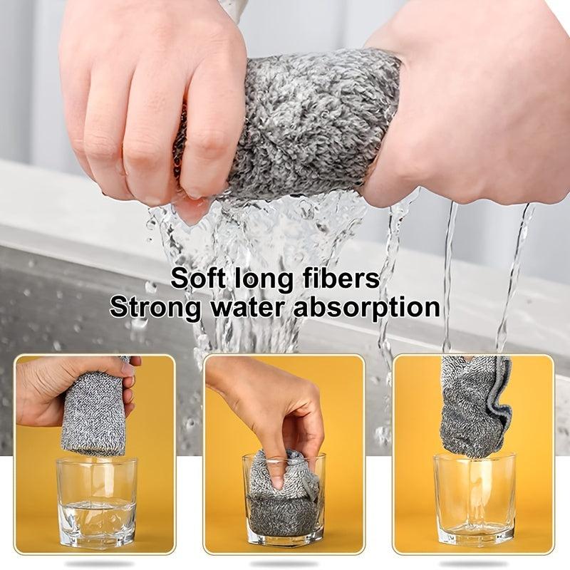 3pcs Bamboo Fiber Anti Grease Rags Kitchen Cleaning Cloths