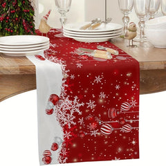 Christmas Table Runner Red Snowflake Pattern Doily Merry Christmas Theme