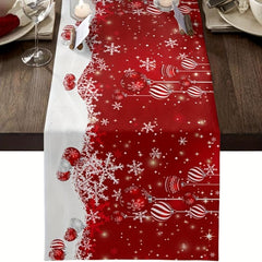 Christmas Table Runner Red Snowflake Pattern Doily Merry Christmas Theme