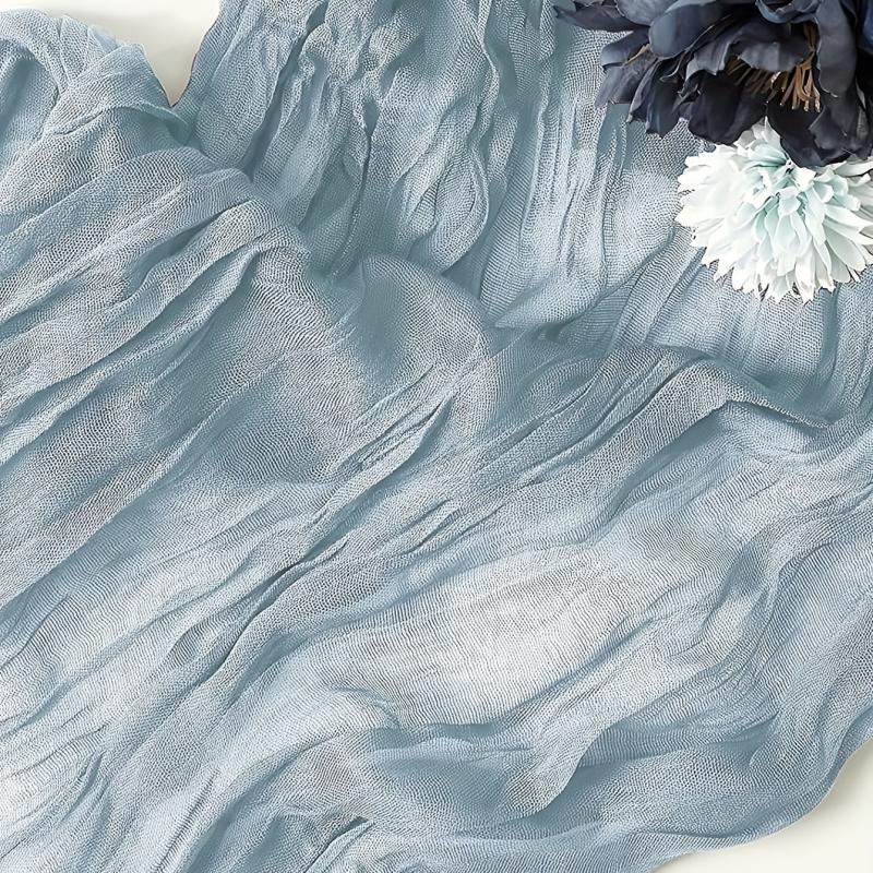 Polyester Table Runner Balinese Pleated Solid Cheesecloth Table Cover