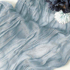 Polyester Table Runner Balinese Pleated Solid Cheesecloth Table Cover