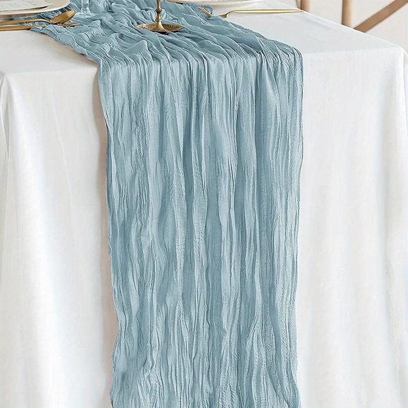 Polyester Table Runner Balinese Pleated Solid Cheesecloth Table Cover