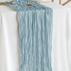 Polyester Table Runner Balinese Pleated Solid Cheesecloth Table Cover