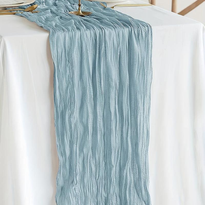Polyester Table Runner Balinese Pleated Solid Cheesecloth Table Cover