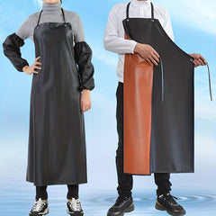 2pcs PVC Apron Kitchen Sleeve Waterproof Soft Leather Adult Food Labor Protectio