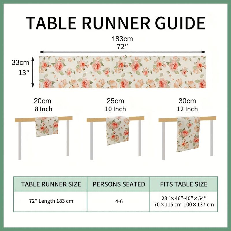 Polyester Table Runner Pink Rose Long Kitchen Dining Table Runner Spring