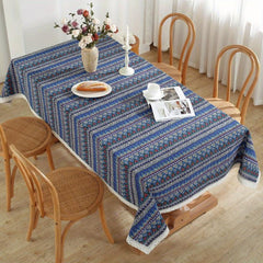 PVC Bohemian Rectangle Tablecloth Soft Tassel Stripe Restaurant Table Mat