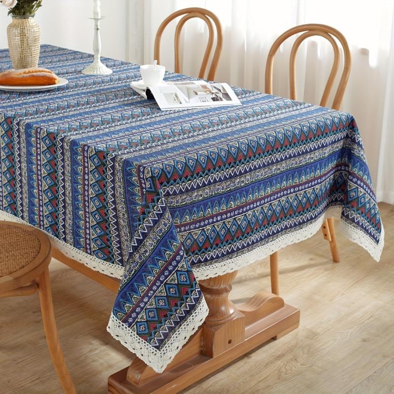 PVC Bohemian Rectangle Tablecloth Soft Tassel Stripe Restaurant Table Mat