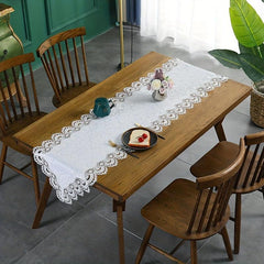 Lace Macrame Table Runner Floral Fabric TV Bedside Cabinet Dust Proof Cloth