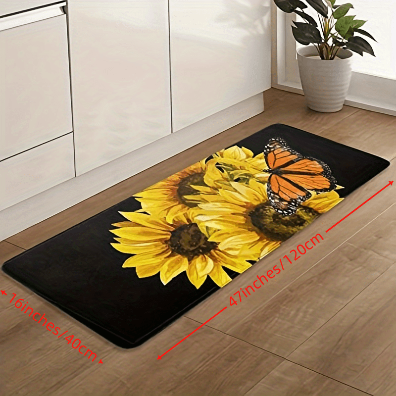 Sunflower Kitchen Rugs Non Slip Cushioned Stain Resistant Waterproof Floor Mat