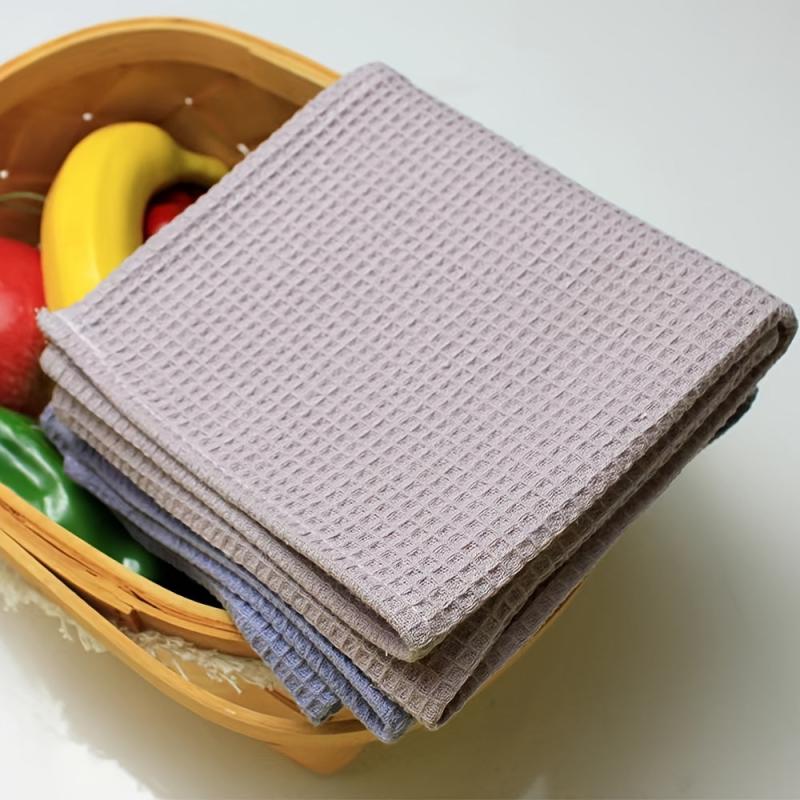 2pcs Solid Waffle Napkin Cloth Cotton Linen Tea Towel For Dining Table Decor