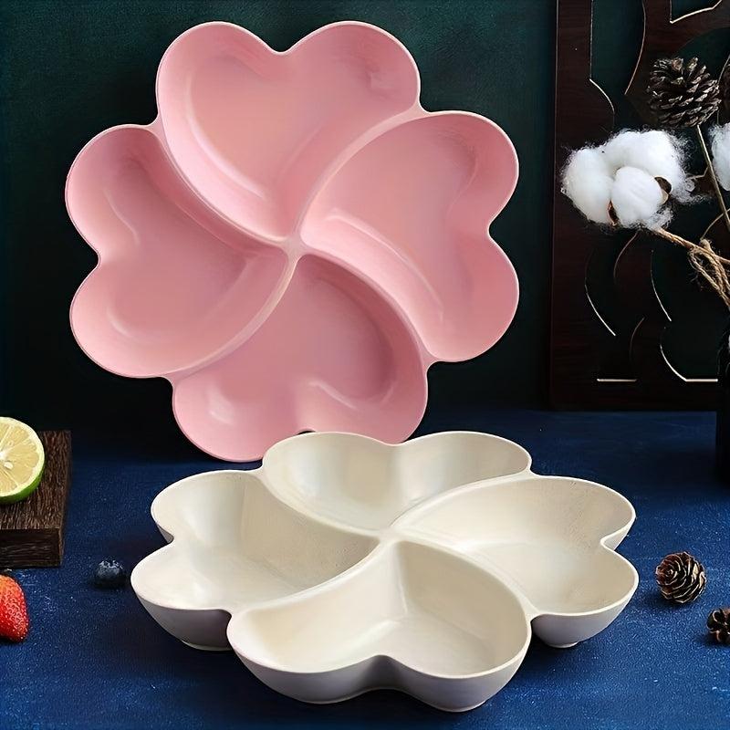Unbreakable 4 Compartment Chip & Dip Serving Platter Heart Shaped Dish Tray