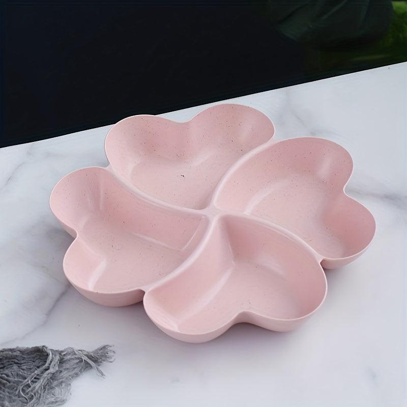 Unbreakable 4 Compartment Chip & Dip Serving Platter Heart Shaped Dish Tray