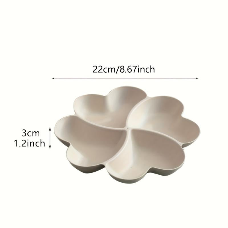 Unbreakable 4 Compartment Chip & Dip Serving Platter Heart Shaped Dish Tray