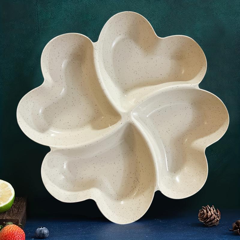 Unbreakable 4 Compartment Chip & Dip Serving Platter Heart Shaped Dish Tray