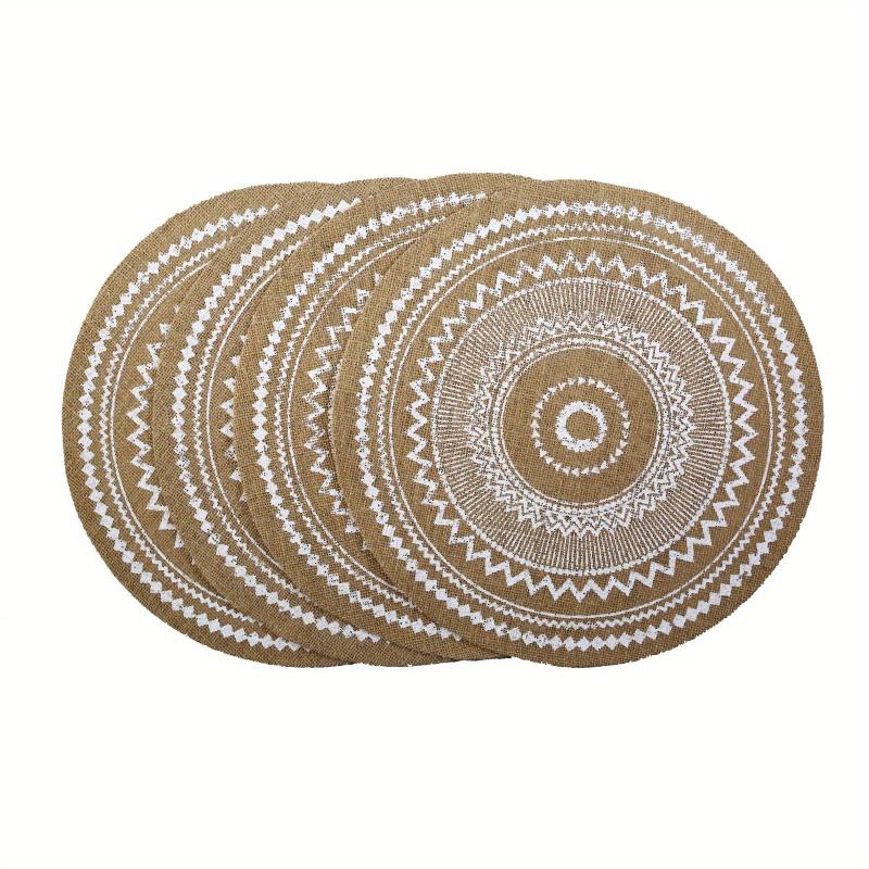 Boho Jute Woven Place Mat Wave Pattern Heat Resistant Braided Thickened