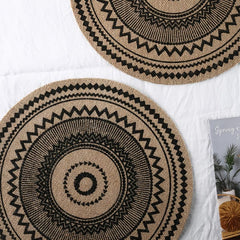 Boho Jute Woven Place Mat Wave Pattern Heat Resistant Braided Thickened