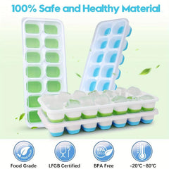 4pcs Silicone Ice Cube Mold with Spill-Resistant Lid