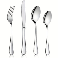 Stainless Steel Flatware Set Cutlery - Easy Clean & Dishwasher Safe