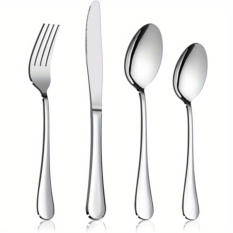 Stainless Steel Flatware Set Cutlery - Easy Clean & Dishwasher Safe