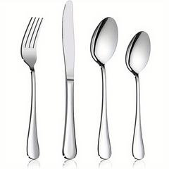 Stainless Steel Flatware Set Cutlery - Easy Clean & Dishwasher Safe