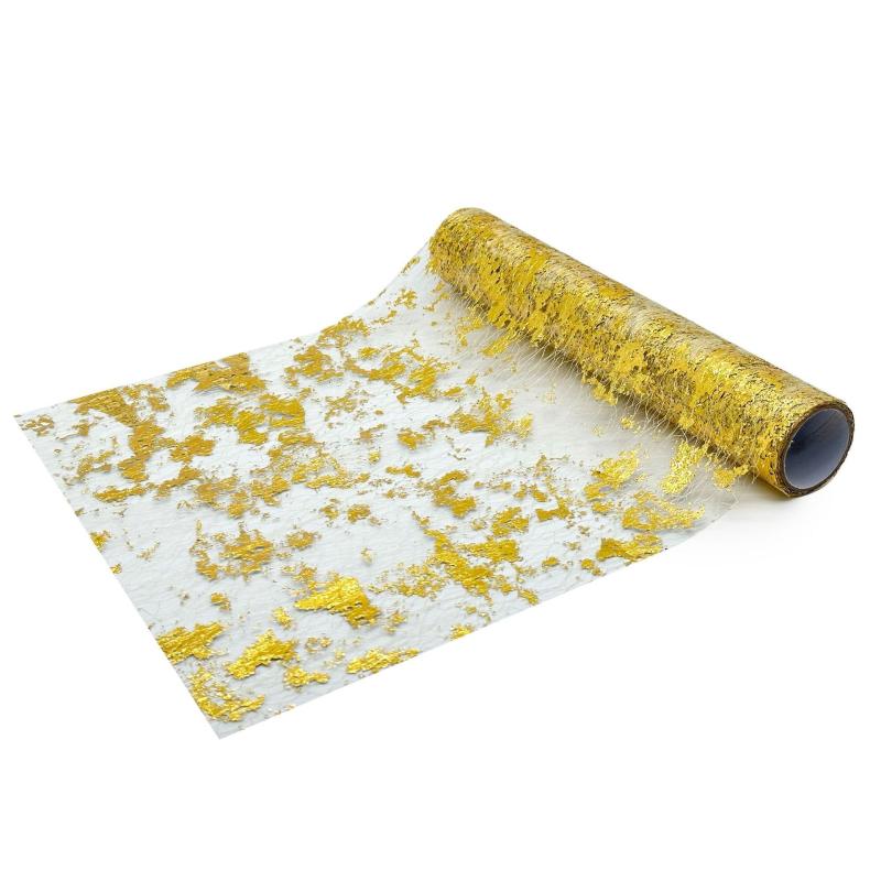Polyester Table Runner With Foil Stamping Sequin Glitter Metallic Foil