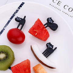 6pcs Cat Fruit Forks for Snacks, Cakes, Bento Lunch Boxes