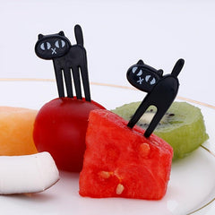 6pcs Cat Fruit Forks for Snacks, Cakes, Bento Lunch Boxes