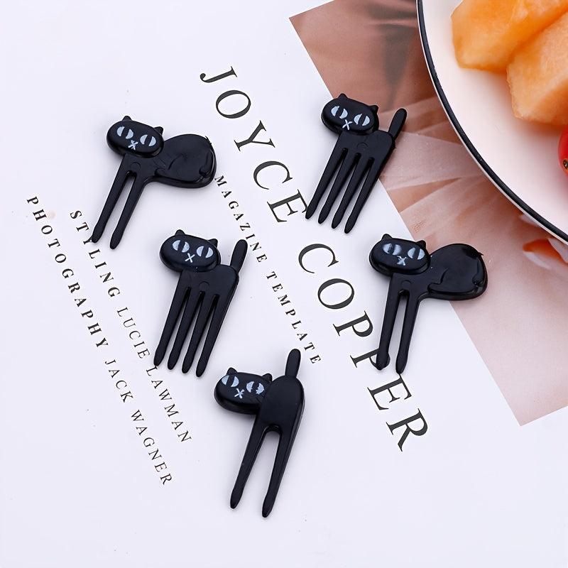 6pcs Cat Fruit Forks for Snacks, Cakes, Bento Lunch Boxes