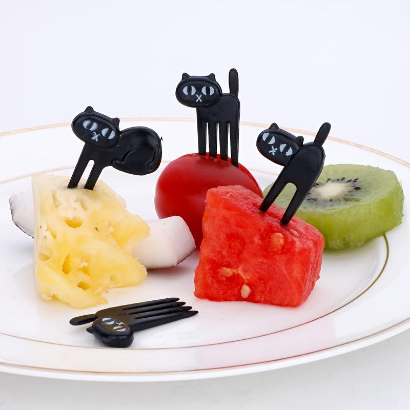 6pcs Cat Fruit Forks for Snacks, Cakes, Bento Lunch Boxes