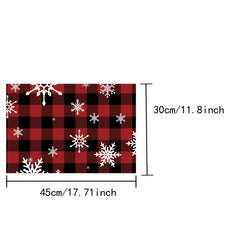 4pcs Christmas Placemats Red Plaid Table Pad Snowflake Santa Deer Pattern